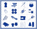 Sewing & Craft Icons, Blue Silhouette Royalty Free Stock Photo