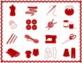 Sewing & Craft Icons, Red Silhouette Royalty Free Stock Photo