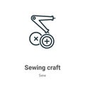 Sewing craft outline vector icon. Thin line black sewing craft icon, flat vector simple element illustration from editable sew Royalty Free Stock Photo