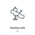 Sewing craft outline vector icon. Thin line black sewing craft icon, flat vector simple element illustration from editable sew Royalty Free Stock Photo