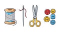 Sewing craft tools assortment: A delightful illustration for textile arts Royalty Free Stock Photo