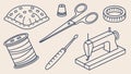Sewing Craft Tools, DIY Tailoring Vector Art, vector design Generative AI Royalty Free Stock Photo