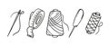 Sewing and cutting. Hand made needlework doodles Vector illustration on white background Royalty Free Stock Photo