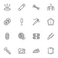 Sewing, embroidery line icons set Royalty Free Stock Photo