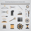 Sewing Equipment Icons Set Royalty Free Stock Photo