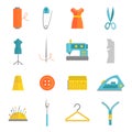 Sewing equipment icons set flat Royalty Free Stock Photo