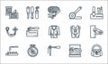 sewing equipment line icons. linear set. quality vector line set such as bag, needle, knitting, rotary cutter, embroidery, brooch