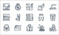 sewing equipment line icons. linear set. quality vector line set such as dressmaker, bag, pincushion, seam ripper, rotary cutter,