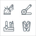 sewing equipment line icons. linear set. quality vector line set such as dressmaker, steel, measuring Royalty Free Stock Photo