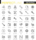 Sewing equipment thin line web icons set. Outline needlework icon design. Royalty Free Stock Photo