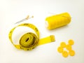 Sewing supplies on white background Royalty Free Stock Photo