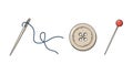 Sewing Essentials: Needle, Thread, Button, and Pin Royalty Free Stock Photo