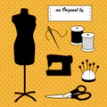Sewing Fashion Model Mannequin, Do It Yourself Accessories, Gold Polka Dot Background