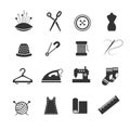 Sewing fashion needlework tailor vector icons