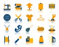 Sewing simple flat color icons vector set Royalty Free Stock Photo