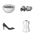 Sewing, food and other monochrome icon in cartoon style. shoes, fashion icons in set collection.