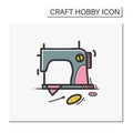 Sewing hand draw color icon