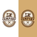 Vintage Sewing Company Handcrafting Emblem Logo Design Template