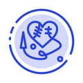 Sewing Heart, Broken Heart, Heart,  Blue Dotted Line Line Icon Royalty Free Stock Photo