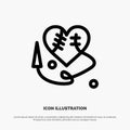 Sewing Heart, Broken Heart, Heart,  Line Icon Vector Royalty Free Stock Photo