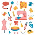 Sewing icons set. Sewing tools Royalty Free Stock Photo