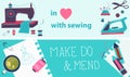 Sewing illustration, flat design, two banners