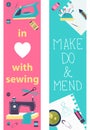 Sewing illustration, flat design, two banners