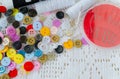 Sewing kit background Royalty Free Stock Photo