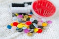 Sewing kit background Royalty Free Stock Photo