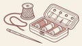 Sewing Kit with Thread and Needle Crafting Tools Vector Graphic, vector design Generative AI Royalty Free Stock Photo