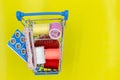 Sewing kit: thread, needles, measuring tape, buttons Royalty Free Stock Photo