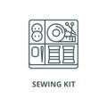 Sewing kit vector line icon, linear concept, outline sign, symbol Royalty Free Stock Photo