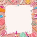 Sewing Kits Icons Set Border