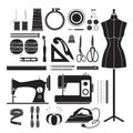 Sewing Kits Icons Set, Monochrome