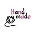 Ball of Yarn Icon. Black and white logo. Hand drawn icons collection. Vector illustration.