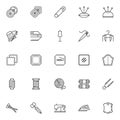 Sewing and knitting line icons set Royalty Free Stock Photo