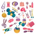 Sewing and Knitting Tools and Accessory Big Vector Set Royalty Free Stock Photo