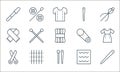 sewing line icons. linear set. quality vector line set such as needle, needles, scissors, patch, stiching, scarf, safety pins,