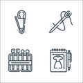 sewing line icons. linear set. quality vector line set such as sketch, needles, needle