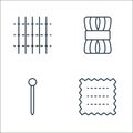 sewing line icons. linear set. quality vector line set such as fabrics, knitting needles, yarn Royalty Free Stock Photo