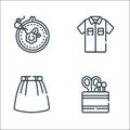 sewing line icons. linear set. quality vector line set such as sewing tools, skirt, shirt