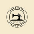 sewing machine badge logo illustration design Royalty Free Stock Photo