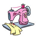 Sewing machine cartoon illustration
