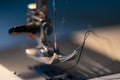 Sewing machine. Detail on thread and needle Royalty Free Stock Photo