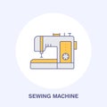 Sewing machine flat line icon, logo. Vector colored illustration of tailor supplies for hand made shop or dressmaking
