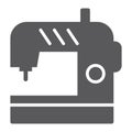 Sewing machine glyph icon, electric and textile, household sign, vector graphics, a solid pattern on a white background. Royalty Free Stock Photo