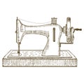 Sewing Machine Hand Draw Sketch. Vector Royalty Free Stock Photo