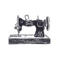Sewing machine hand drawn black and white vector illustration Royalty Free Stock Photo