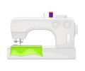 Sewing Machine Making Stitches on Cloth Vector Illustration