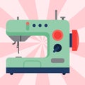 Sewing machine old vintage equipment design tool craft needle fashion handmade vector illustration.